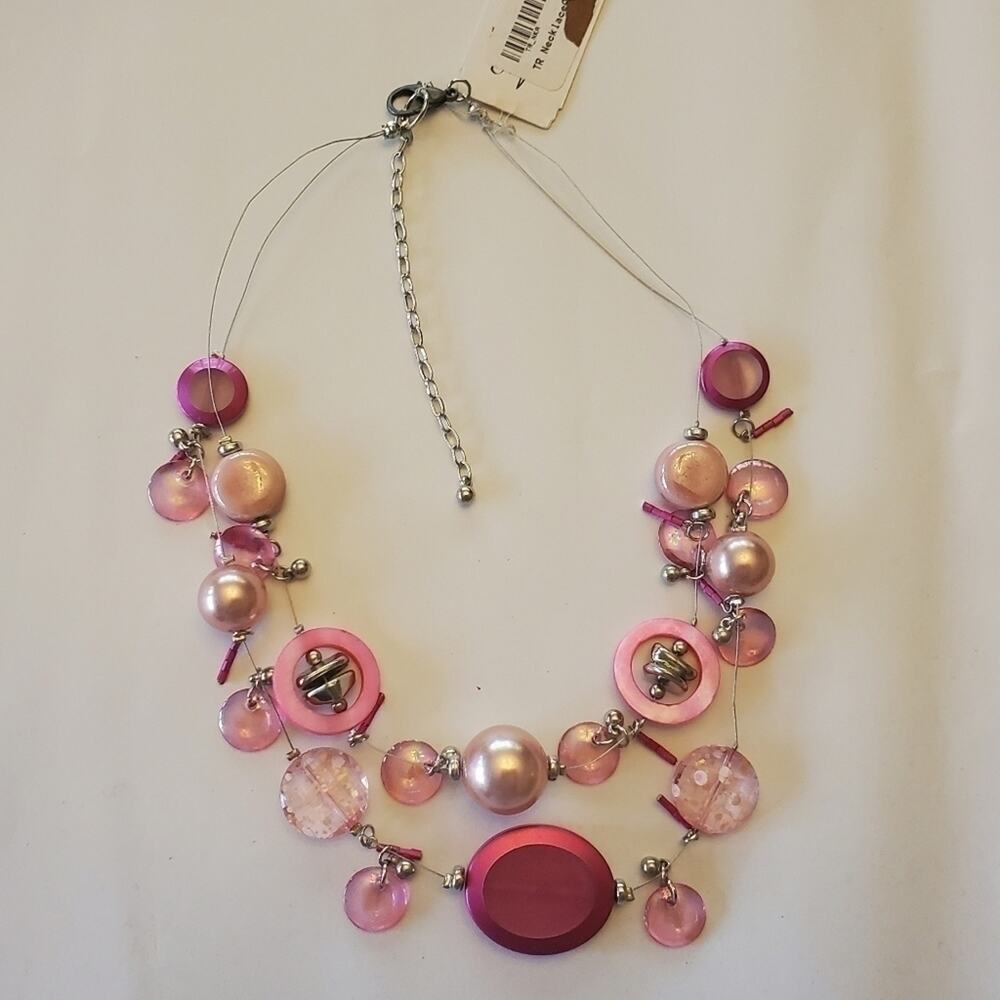 Treska disc large translucent bead 2 strand funky adjustable illusion necklace
